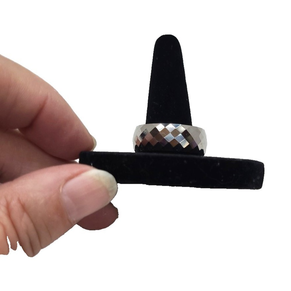 Silver Tungsten Band Multi Faceted Domed Edges Ring Wedding Band Jewelery 9mm